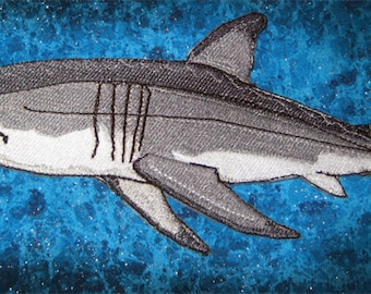 Awesome Great White Shark &quot;Carcharodon carcharias&quot;  Iron on Patch ready to ship This is my  original design often imitated!