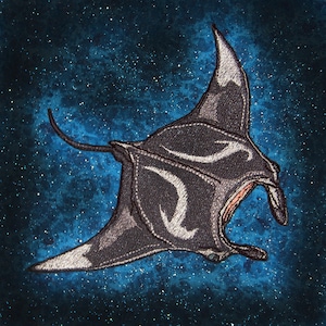 Manta ray Manta birostris  Iron on Patch ready to ship