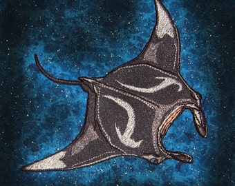 Manta ray Manta birostris  Iron on Patch ready to ship