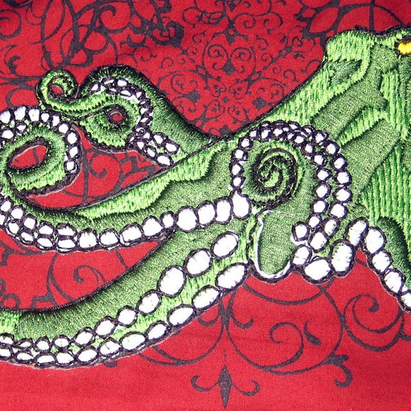 Huge Giant Octopus Octopie Jacket Back Iron on Patch Green ready to ship