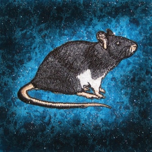 Fancy Black Self Rat Steam Punk  Iron on Patch