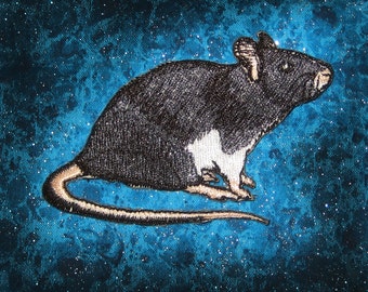 Fancy Black Self Rat Steam Punk  Iron on Patch