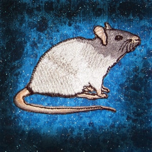 Fancy Silber blau Kapuzen Ratte Steam Punk Eisen auf Patch
