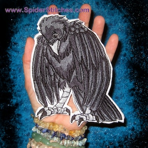 Somber Black Raven Crow Bird Iron on Patch In Memory of a lost loved one or fallen rider