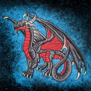 Fire Keeper Dragon Black and Red  Iron on Patch