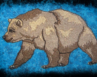 Lovely Grizzly Brown Bear Iron on Patch ready to ship
