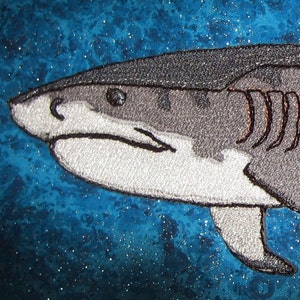 Awesome Tiger Shark Galeocerdo Cuvier Iron on Patch ready to ship