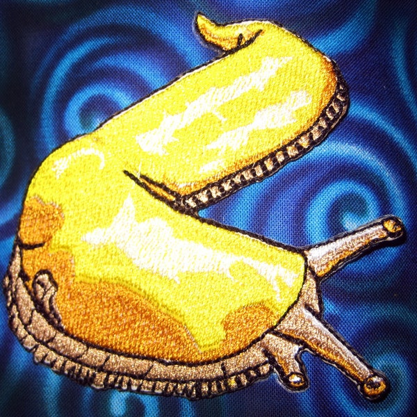 Magical Yellow Banana Slug Ariolimax columbianus  Iron on Patch ready to ship