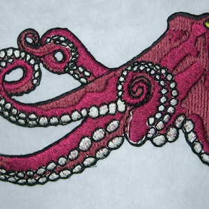 Huge Giant Octopus Octopie Jacket Back Iron on Patch Maroon ready to ship
