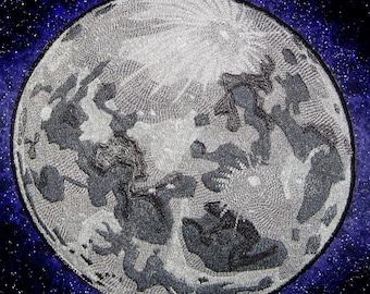 Huge Silver Moon planetary Astronomy Iron on Patch
