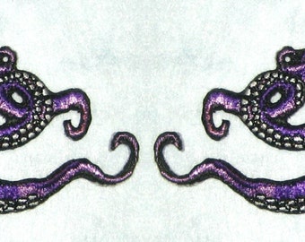 Small  Pair Octopus Iron on Patch in Purple