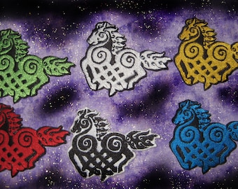 Norse Odin Horse Sleipnir 8 Legged Horse Celtic Knot  Iron on Patch pick your color