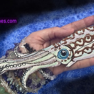 Lovely Large Opal  Market Squid Iron on Patch Doryteuthis opalescens Iridescent opalescent myopsid giant