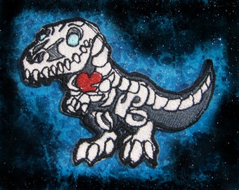 Rocken Tyrannosaurus rex T rex  Dinosaur Skeleton Iron on Patch