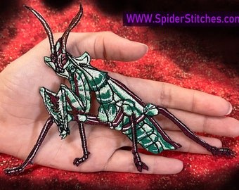 Giant Devil's Flower Mantis Iron on Patch Insect patch Idolomantis diabolica