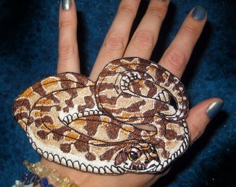 Cute Western Hognose Hog Nose Snake Serpent Pet Iron on Patch Heterodon nasiscus nasiscus