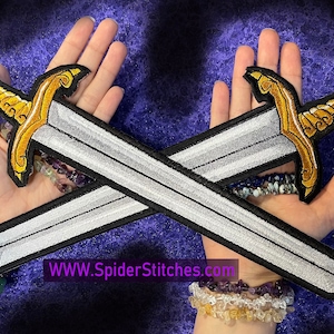 Huge Crossed Sword Heraldic Heraldry Iron on Patch jacket back patch Large patch
