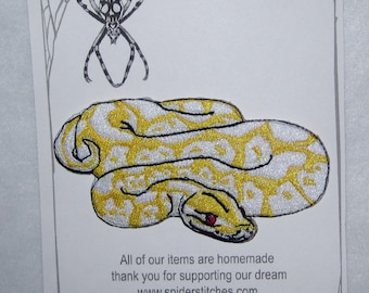 Albino Ball Python Gestickter Aufnäher zum Aufbügeln