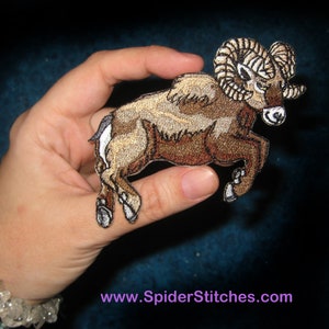Leaping Bighorn sheep Big Horn Iron on Patch Ovis canadensis