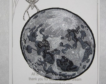 Smaller Silver Moon planetary Astronomy Iron on Patch