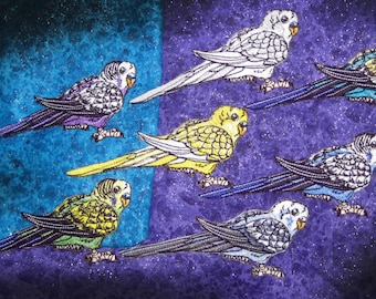 Pick your color  Budgie Parakeet Iron on Patch Yellow Blue Teal White Purple