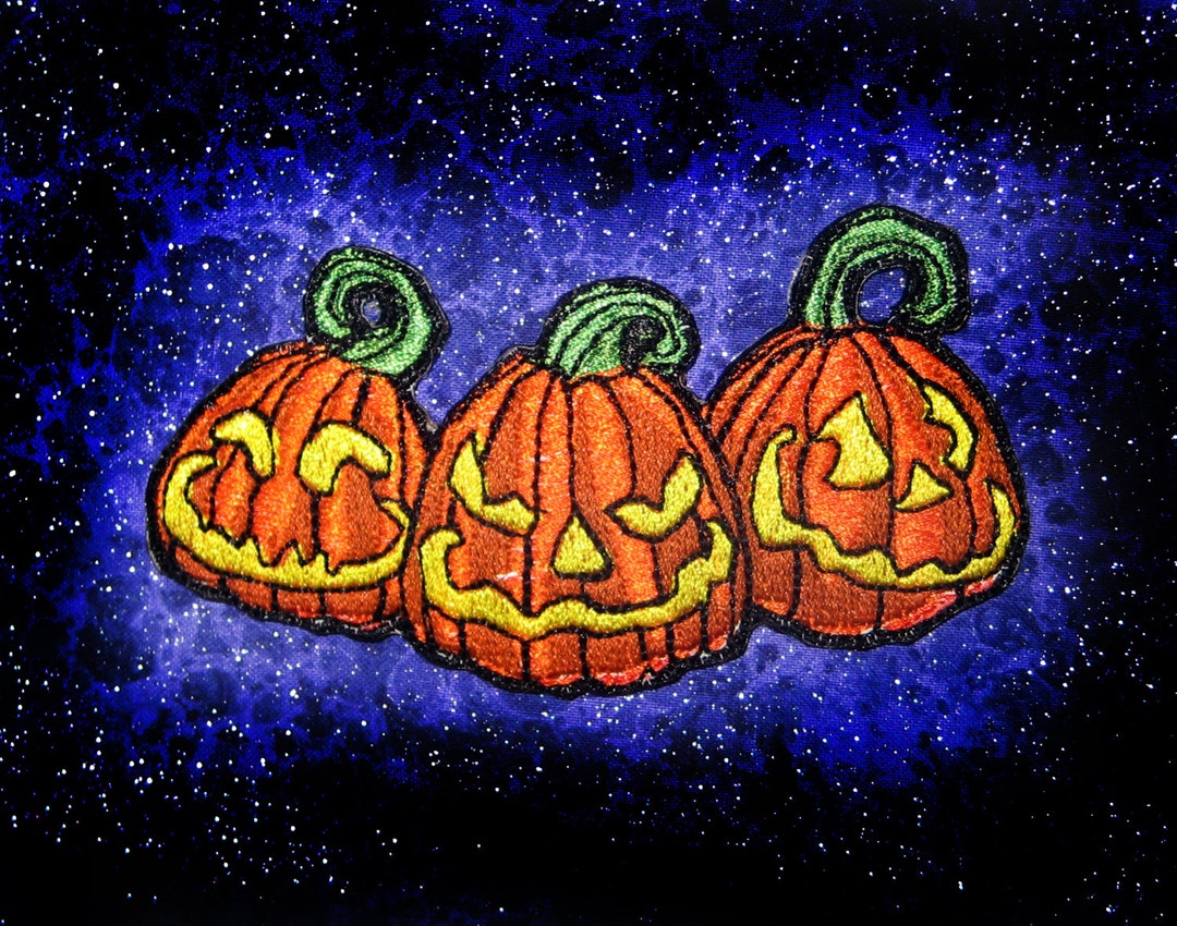 3 Smileing Halloween Jack O Lanterns Pumpkin Pumpkins Iron on Patch - Etsy