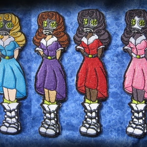 Small  Plague Survivor Girl Steam Punk Iron ON Patch plague survivor
