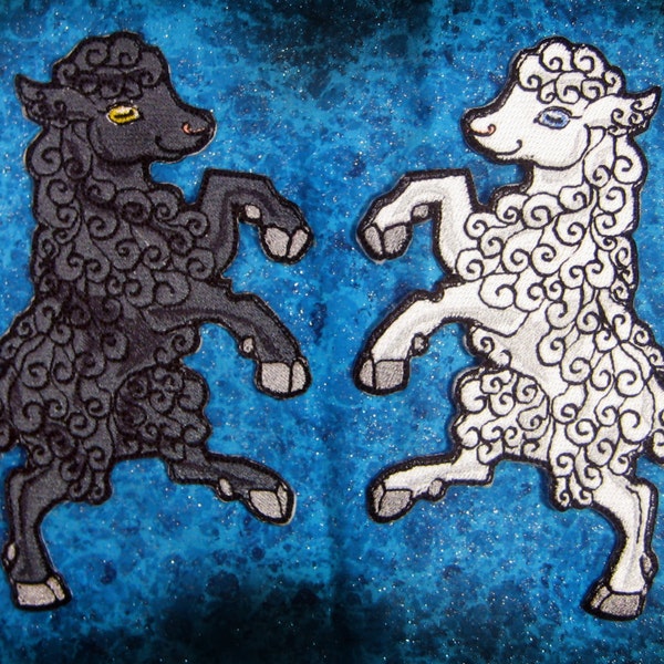 HUGE Rampant Sheep Lamb Heraldic Heraldry  Iron on Patch Many Color Choices