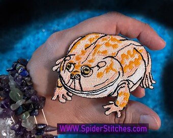 Albino Wednesday Frog Budgett's frog hippo frogs budget  Iron on Patch Lepidobatrachus laevis Amphibian