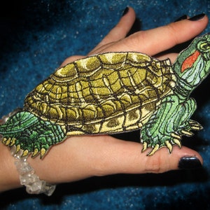 Red-Eared Red Eared Slider Terrapin Turtle Iron on Patch
