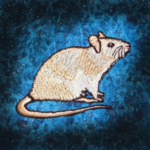 Fancy Cream Self Rat Steam Punk  Iron on Patch