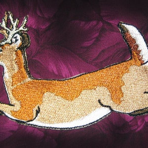 Lovely Leaping White tailed Whitetail Buck deer Odocoileus virginianusIron on Patch ready to ship