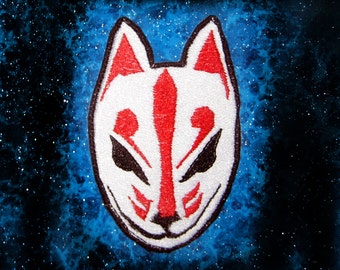 Kitsune Fox Patch Mask  Iron on Patch