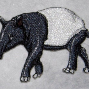 Lovely Black and White Malayan tapir Rain forest Iron on Patch