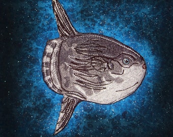 Ocean sunfish Mola Mola  Iron on Patch ready to ship