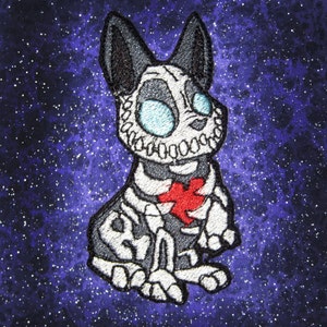 Skeleton Bone Dog Boston Terrier Iron on Patch