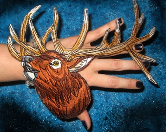 Awesome Bellowing Elk Head Iron on Patch