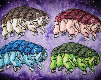 Epic Water Bear Tardigrade  Iron on Patch pick your color