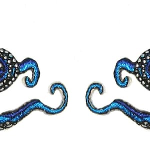 Small  Pair Octopus Iron on Patch in Blue