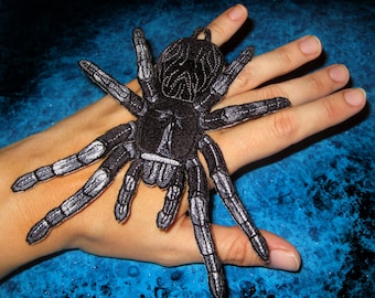 Brazilian Black Tarantula Spider Steam Punk  Iron on Patch Grammostola quirogai