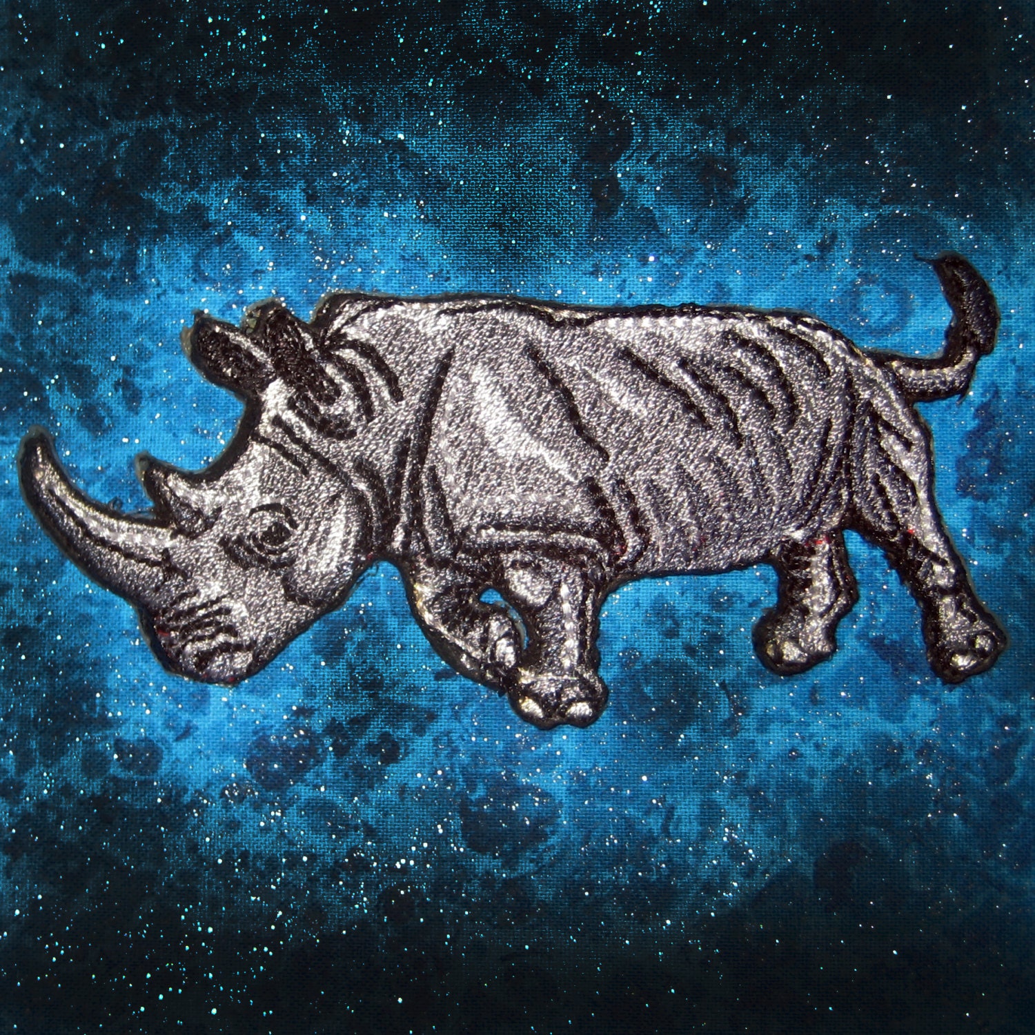 White Rhinoceros Ceratotherium simum Iron on Patch ready to ship