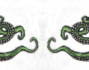 Small  Pair Octopus Iron on Patch in Green