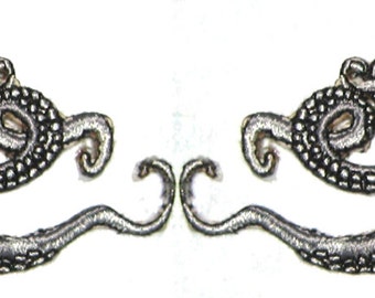 Small  Pair Octopus Iron on Patch in Silver