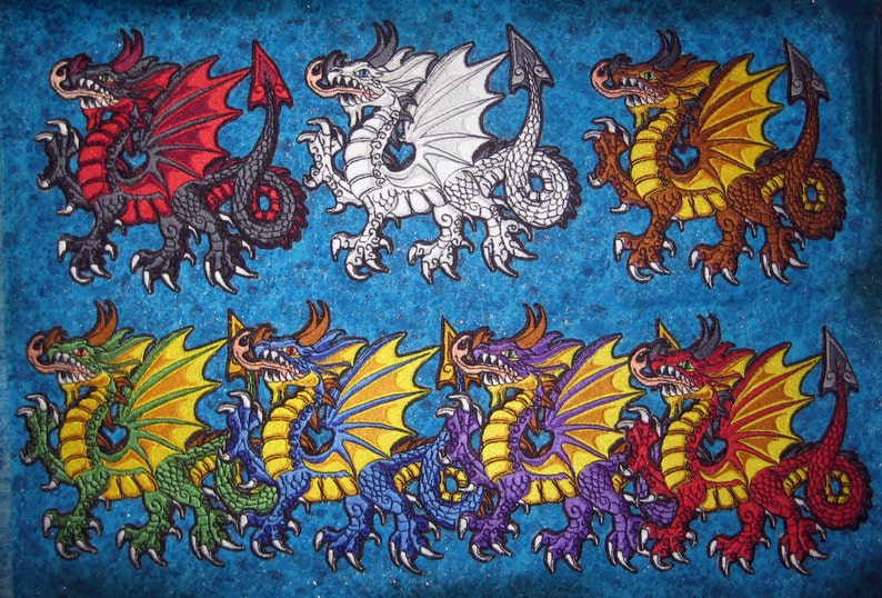 HUGE Rampant Dragon Dragon Heraldic Heraldry Iron on Patch Many Color ...