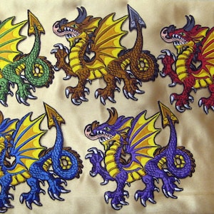 HUGE Rampant Dragon Dragon Heraldic Heraldry Iron on Patch Many Color ...