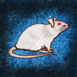 Fancy Albino weiße Ratte Eisen auf Patch