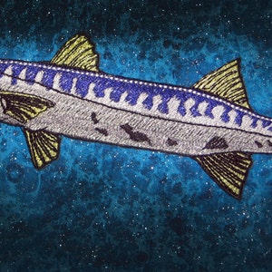 Great Barracuda Fish Sphyraena barracuda Iron on Patch ready to ship