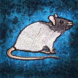 Fancy Black Hooded Rat Steam Punk  Iron on Patch