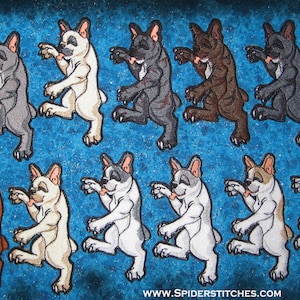 Epic Heraldry French Bulldog Pair Dog Iron on Patches Pick your color