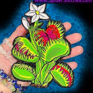 Venus flytrap Carnivorous Plant Iron on Patch Sew on Applique embroidered fly trap flower